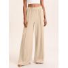 imageBTFBM Palazzo Pants for Women 2026 Spring Summer Casual Lounge Pants High Waist Flowy Trousers Baggy Wide Leg PantsBeige