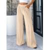 imageBTFBM Palazzo Pants for Women 2026 Spring Summer Casual Lounge Pants High Waist Flowy Trousers Baggy Wide Leg PantsBeige