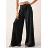 imageBTFBM Palazzo Pants for Women 2026 Spring Summer Casual Lounge Pants High Waist Flowy Trousers Baggy Wide Leg PantsBlack