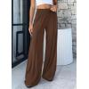 imageBTFBM Palazzo Pants for Women 2026 Spring Summer Casual Lounge Pants High Waist Flowy Trousers Baggy Wide Leg PantsBrown