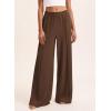 imageBTFBM Palazzo Pants for Women 2026 Spring Summer Casual Lounge Pants High Waist Flowy Trousers Baggy Wide Leg PantsBrown