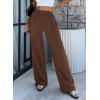 imageBTFBM Palazzo Pants for Women 2026 Spring Summer Casual Lounge Pants High Waist Flowy Trousers Baggy Wide Leg PantsBrown