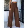 imageBTFBM Palazzo Pants for Women 2026 Spring Summer Casual Lounge Pants High Waist Flowy Trousers Baggy Wide Leg PantsBrown