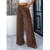 imageBTFBM Palazzo Pants for Women 2026 Spring Summer Casual Lounge Pants High Waist Flowy Trousers Baggy Wide Leg PantsBrown
