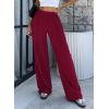 imageBTFBM Palazzo Pants for Women 2026 Spring Summer Casual Lounge Pants High Waist Flowy Trousers Baggy Wide Leg PantsBurgundy