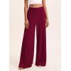 imageBTFBM Palazzo Pants for Women 2026 Spring Summer Casual Lounge Pants High Waist Flowy Trousers Baggy Wide Leg PantsBurgundy