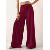 imageBTFBM Palazzo Pants for Women 2026 Spring Summer Casual Lounge Pants High Waist Flowy Trousers Baggy Wide Leg PantsBurgundy