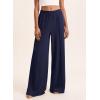 imageBTFBM Palazzo Pants for Women 2026 Spring Summer Casual Lounge Pants High Waist Flowy Trousers Baggy Wide Leg PantsNavy