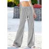 imageBTFBM Striped Wide Leg Pants for Women Spring Summer 2026 Drawstring Lounge PJ Beach Bottoms Casual Trousers PocketsBlack