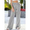 imageBTFBM Striped Wide Leg Pants for Women Spring Summer 2026 Drawstring Lounge PJ Beach Bottoms Casual Trousers PocketsBlack