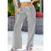 imageBTFBM Striped Wide Leg Pants for Women Spring Summer 2026 Drawstring Lounge PJ Beach Bottoms Casual Trousers PocketsBlack