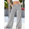 imageBTFBM Striped Wide Leg Pants for Women Spring Summer 2026 Drawstring Lounge PJ Beach Bottoms Casual Trousers PocketsBlack