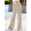 imageBTFBM Striped Wide Leg Pants for Women Spring Summer 2026 Drawstring Lounge PJ Beach Bottoms Casual Trousers PocketsBrown