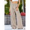 imageBTFBM Striped Wide Leg Pants for Women Spring Summer 2026 Drawstring Lounge PJ Beach Bottoms Casual Trousers PocketsBrown