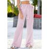 imageBTFBM Striped Wide Leg Pants for Women Spring Summer 2026 Drawstring Lounge PJ Beach Bottoms Casual Trousers PocketsLight Pink