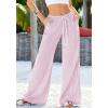 imageBTFBM Striped Wide Leg Pants for Women Spring Summer 2026 Drawstring Lounge PJ Beach Bottoms Casual Trousers PocketsLight Pink