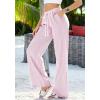 imageBTFBM Striped Wide Leg Pants for Women Spring Summer 2026 Drawstring Lounge PJ Beach Bottoms Casual Trousers PocketsLight Pink