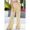 imageBTFBM Striped Wide Leg Pants for Women Spring Summer 2026 Drawstring Lounge PJ Beach Bottoms Casual Trousers PocketsYellow