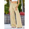 imageBTFBM Striped Wide Leg Pants for Women Spring Summer 2026 Drawstring Lounge PJ Beach Bottoms Casual Trousers PocketsYellow