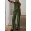 imageBTFBM Summer 2 Piece Lounge Sets For Women Sleeveless Mock Neck Top Wide Leg Pants Airport Travel Beach Vacation OutfitsArmy Green