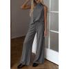imageBTFBM Summer 2 Piece Lounge Sets For Women Sleeveless Mock Neck Top Wide Leg Pants Airport Travel Beach Vacation OutfitsDark Grey