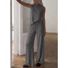 imageBTFBM Summer 2 Piece Lounge Sets For Women Sleeveless Mock Neck Top Wide Leg Pants Airport Travel Beach Vacation OutfitsDark Grey