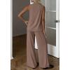 imageBTFBM Summer 2 Piece Lounge Sets For Women Sleeveless Mock Neck Top Wide Leg Pants Airport Travel Beach Vacation OutfitsKhaki