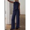 imageBTFBM Summer 2 Piece Lounge Sets For Women Sleeveless Mock Neck Top Wide Leg Pants Airport Travel Beach Vacation OutfitsNavy Blue