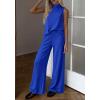 imageBTFBM Summer 2 Piece Lounge Sets For Women Sleeveless Mock Neck Top Wide Leg Pants Airport Travel Beach Vacation OutfitsRoyal Blue