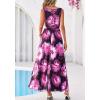imageBTFBM Summer Dresses for Women 2026 Floral Maxi Dress Sleeveless Mesh Flowy Long Sundress Beach Vacation Clothes PocketsBlack Flower