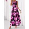imageBTFBM Summer Dresses for Women 2026 Floral Maxi Dress Sleeveless Mesh Flowy Long Sundress Beach Vacation Clothes PocketsBlack Flower
