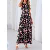 imageBTFBM Summer Dresses for Women 2026 Floral Maxi Dress Sleeveless Mesh Flowy Long Sundress Beach Vacation Clothes PocketsBlack Pink Flower
