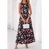 imageBTFBM Summer Dresses for Women 2026 Floral Maxi Dress Sleeveless Mesh Flowy Long Sundress Beach Vacation Clothes PocketsBlack Pink Flower