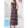 imageBTFBM Summer Dresses for Women 2026 Floral Maxi Dress Sleeveless Mesh Flowy Long Sundress Beach Vacation Clothes PocketsBlack Pink Flower