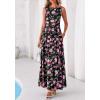imageBTFBM Summer Dresses for Women 2026 Floral Maxi Dress Sleeveless Mesh Flowy Long Sundress Beach Vacation Clothes PocketsBlack Pink Flower