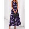 imageBTFBM Summer Dresses for Women 2026 Floral Maxi Dress Sleeveless Mesh Flowy Long Sundress Beach Vacation Clothes PocketsBlack Purple Flower