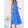 imageBTFBM Summer Dresses for Women 2026 Floral Maxi Dress Sleeveless Mesh Flowy Long Sundress Beach Vacation Clothes PocketsBlue Red Flower