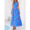 imageBTFBM Summer Dresses for Women 2026 Floral Maxi Dress Sleeveless Mesh Flowy Long Sundress Beach Vacation Clothes PocketsBlue Red Flower
