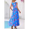 imageBTFBM Summer Dresses for Women 2026 Floral Maxi Dress Sleeveless Mesh Flowy Long Sundress Beach Vacation Clothes PocketsBlue Red Flower