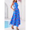 imageBTFBM Summer Dresses for Women 2026 Floral Maxi Dress Sleeveless Mesh Flowy Long Sundress Beach Vacation Clothes PocketsBlue Red Flower