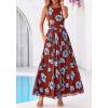 imageBTFBM Summer Dresses for Women 2026 Floral Maxi Dress Sleeveless Mesh Flowy Long Sundress Beach Vacation Clothes PocketsBrown Blue Flower