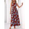imageBTFBM Summer Dresses for Women 2026 Floral Maxi Dress Sleeveless Mesh Flowy Long Sundress Beach Vacation Clothes PocketsBrown Blue Flower