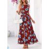 imageBTFBM Summer Dresses for Women 2026 Floral Maxi Dress Sleeveless Mesh Flowy Long Sundress Beach Vacation Clothes PocketsBrown Blue Flower