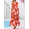 imageBTFBM Summer Dresses for Women 2026 Floral Maxi Dress Sleeveless Mesh Flowy Long Sundress Beach Vacation Clothes PocketsBrown Red Flower