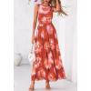 imageBTFBM Summer Dresses for Women 2026 Floral Maxi Dress Sleeveless Mesh Flowy Long Sundress Beach Vacation Clothes PocketsBrown Red Flower