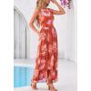 imageBTFBM Summer Dresses for Women 2026 Floral Maxi Dress Sleeveless Mesh Flowy Long Sundress Beach Vacation Clothes PocketsBrown Red Flower