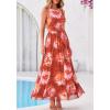 imageBTFBM Summer Dresses for Women 2026 Floral Maxi Dress Sleeveless Mesh Flowy Long Sundress Beach Vacation Clothes PocketsBrown Red Flower
