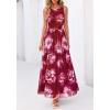imageBTFBM Summer Dresses for Women 2026 Floral Maxi Dress Sleeveless Mesh Flowy Long Sundress Beach Vacation Clothes PocketsWine Red Flower
