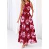 imageBTFBM Summer Dresses for Women 2026 Floral Maxi Dress Sleeveless Mesh Flowy Long Sundress Beach Vacation Clothes PocketsWine Red Flower