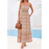 imageBTFBM Summer Dresses for Women 2026 Sleeveless Spaghetti Strap High Waist Boho Beach Vacation Clothes Spring Maxi DressApricot Geometry